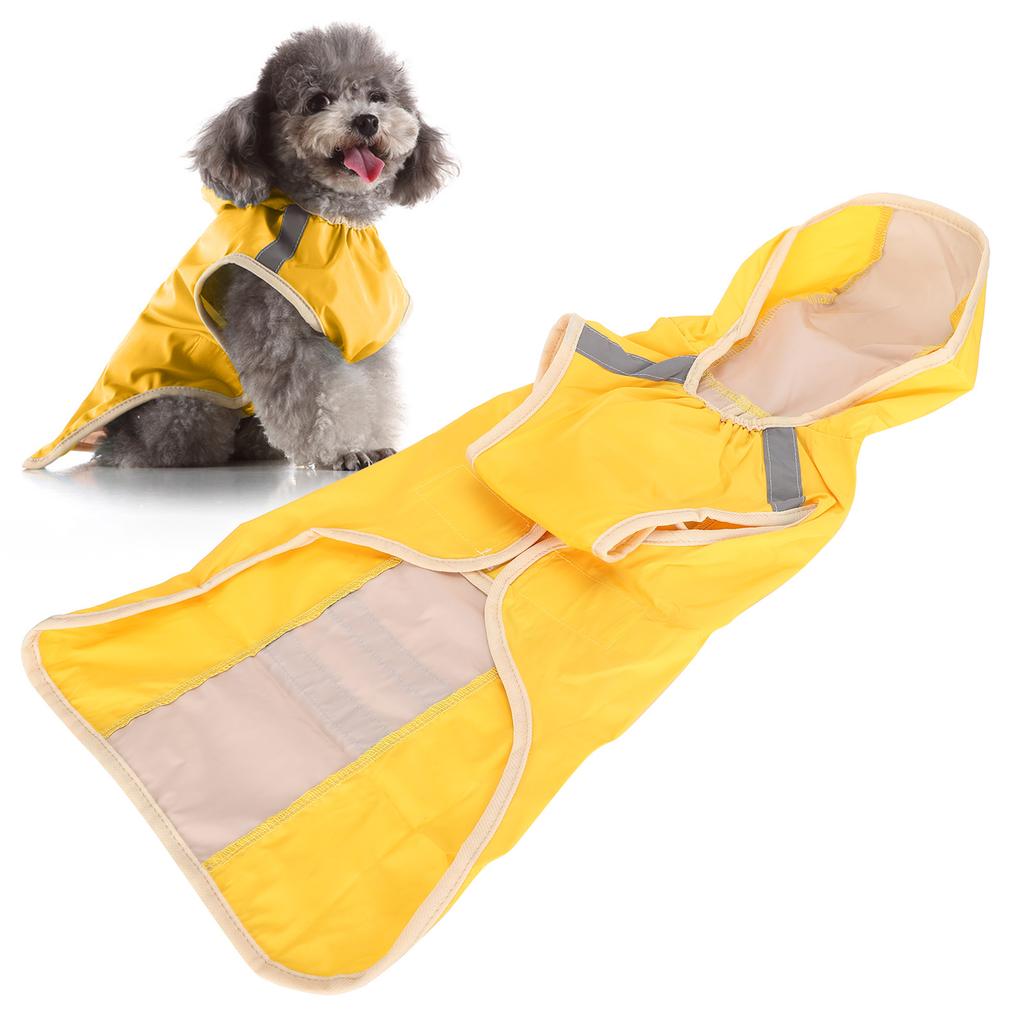 Dog Raincoat Waterproof Adjustable Lightweight Pet Rain Jacket with Safety Reflective StripeYellow S