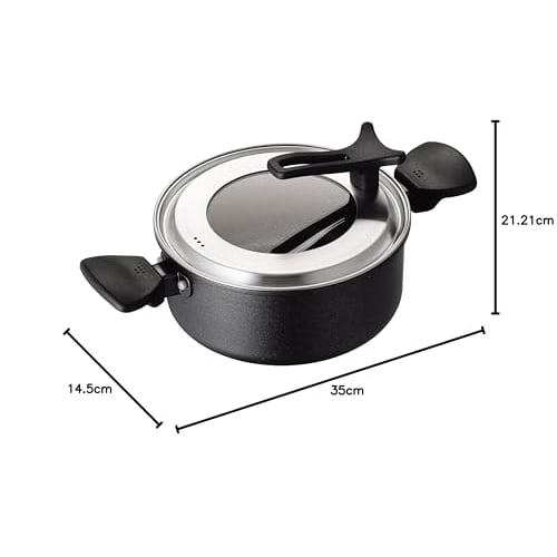 Kai Corporation KAI Lightweight 20cm Two-Handled Pot, Gas/Induction Compatible, with Lid, PFOA and PFOS Free, KHS DW5644