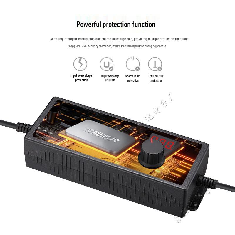 Adjustable 3-12V 2A/5A 60W Power Adapter with Stepless Dimming for Light Strips, Water Pumps, and Motor Control (24W)