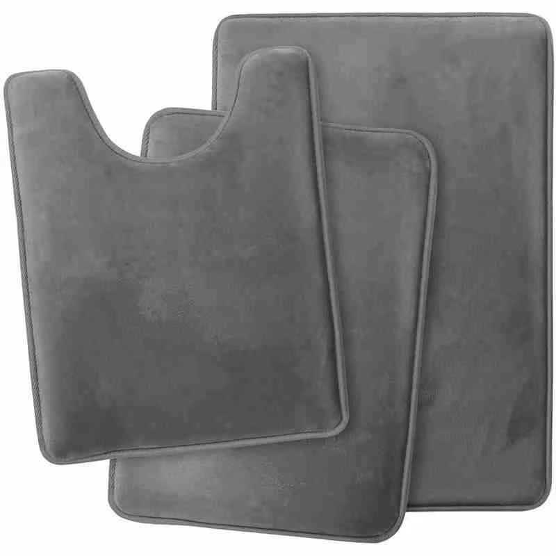 Badezimmer-Bodenmatte Toilette Dreiteiliges Set Korallenvlies Bodenmatte Spezial für Badezimmer Saugfähig und Rutschfest