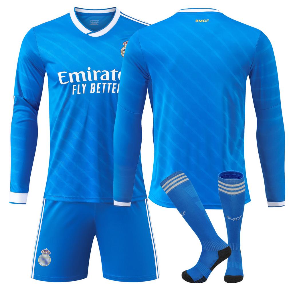 Maglie da Calcio a Manica Lunga Maglie Casa e Trasferta Real Madrid Adulti Bambini