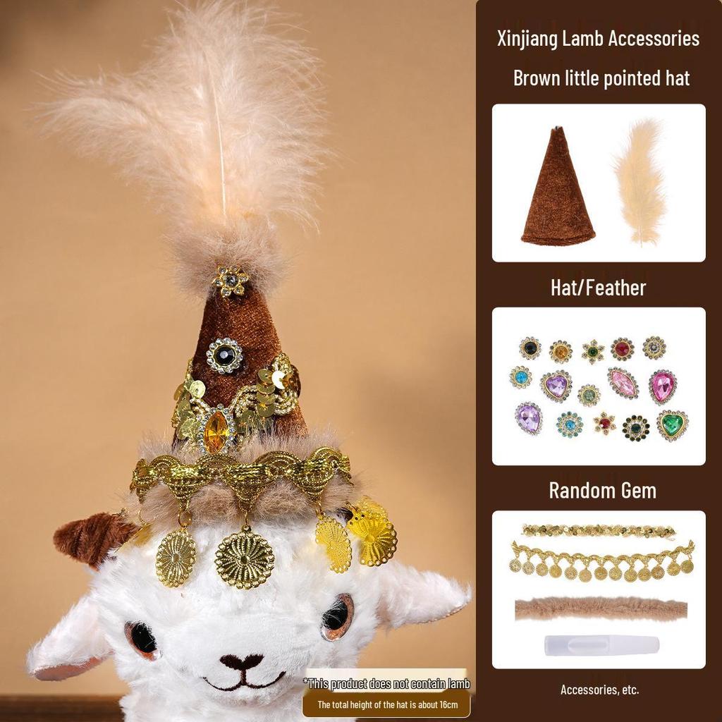 Xinjiang Lamb Hat: Rhinestone-Inlaid Triangle Cartoon Ethnic-Style Accessory for Tourism Wear