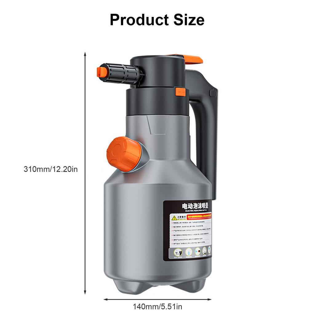 Spruzzatore a Schiuma per Auto Elettrica 2L Schiumatore Portatile Batteria Ricaricabile Cannone a Schiuma per Lavaggio Auto