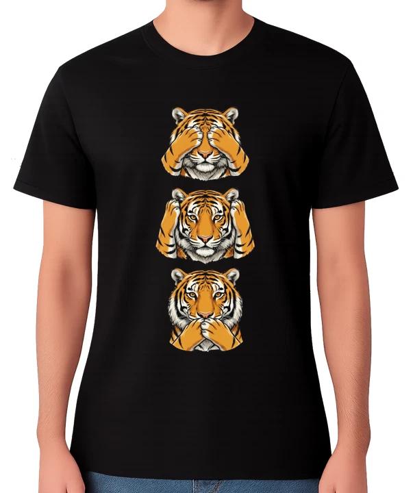See No Evil Hear No Evil Speak No Evil Tiger Graphic Unisex T-Shirt XXXL