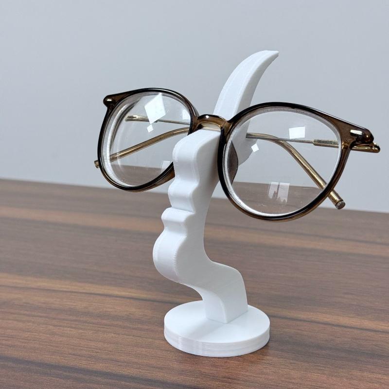 3D Printed Eyeglass Stand Holder Minimalist Line Art Human Profile Side Face Design Fun Simple Desk Organizer & Decor