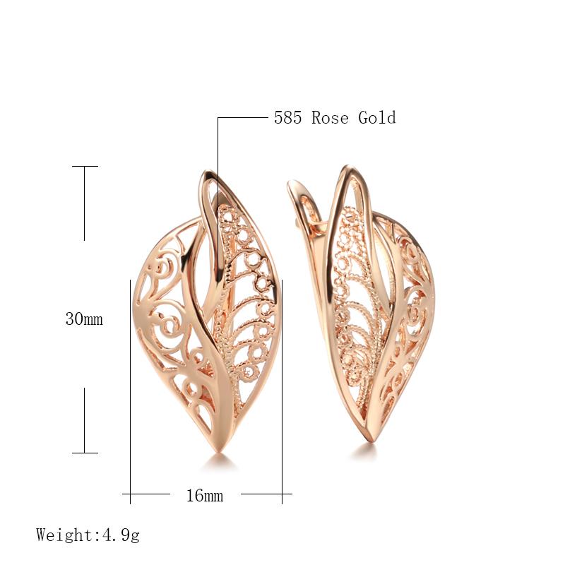 Trend Rosegold Farbe Ethnische Brautohrringe Ungewöhnliche Hohl Große Tropfenohrringe Für Frauen Mode Hochzeit Täglichen Schmuck