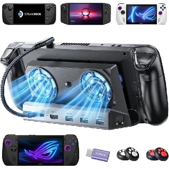 

Док-станция LISEN для ASUS ROG ALLY X, Steam Deck и Lenovo Legion GO, с двумя вентиляторами охлаждения [Без отвлекающих факторов], док-станция ROG ALLY с 4K@60Hz, USB серый