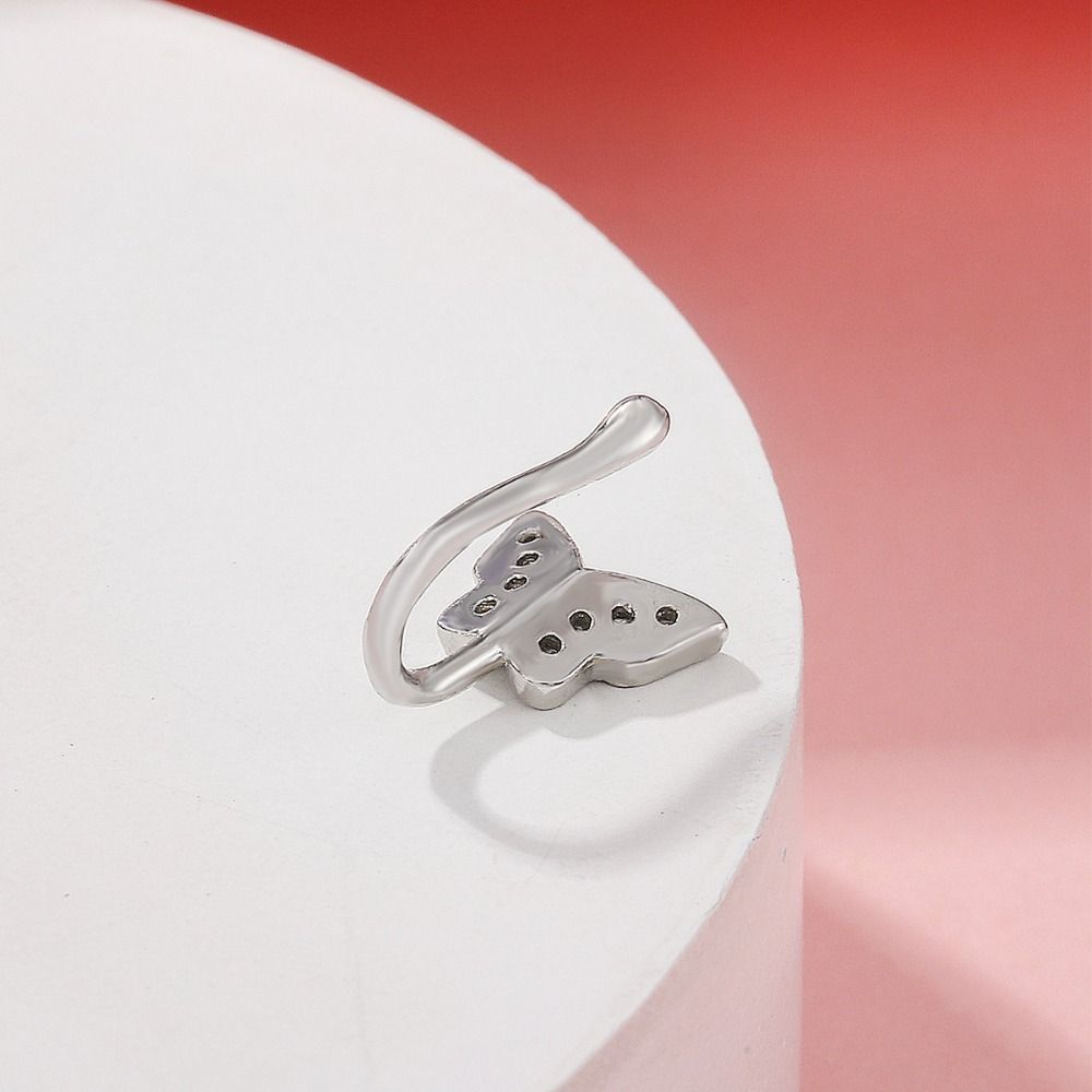 Zircon Clip On Nose Hoop Ring Copper Non Pierced Ear Clip Cuff Punk Butterfly Nose Ring  Nightclubs