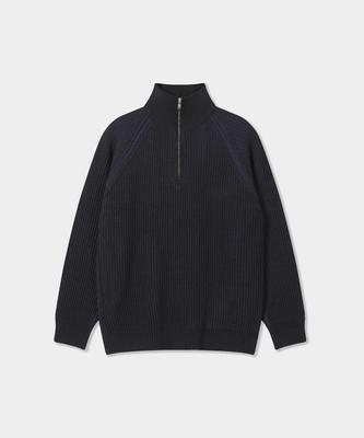 BIRBANTE Multi-Blend Half Zip Knit - Black/Navy