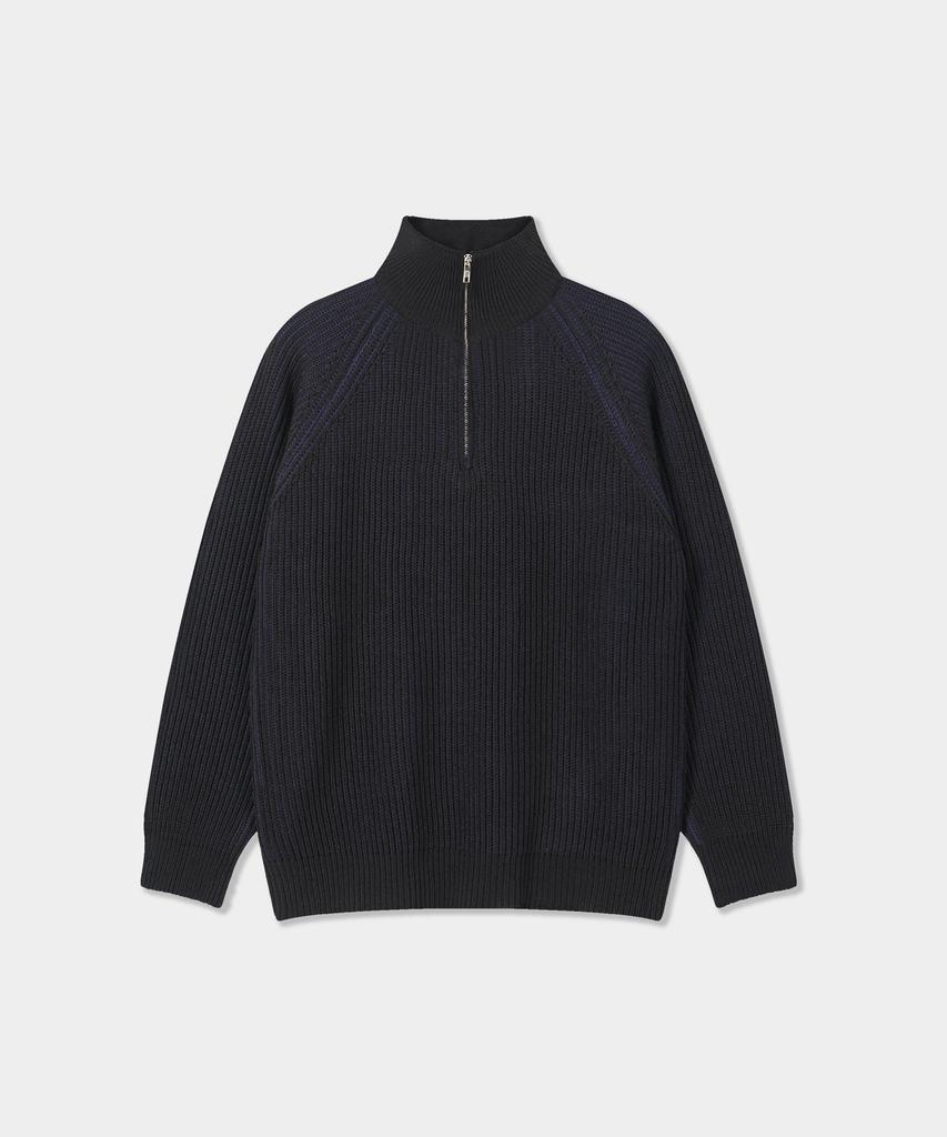 BIRBANTE Multi-Blend Half Zip Knit - Black/Navy