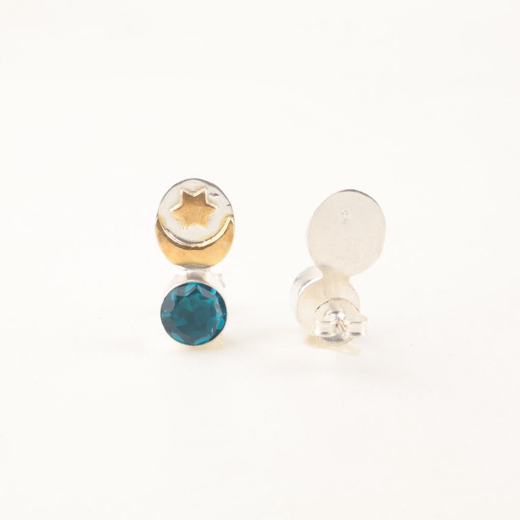 Apatite Gemstone 925 Sterling Silver Jewelry Stud Earrings 0.8" Gift For Mother EE-141-9