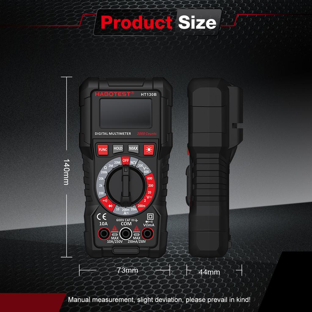 HABOTEST HT130B High-Precision Digital Multimeter AC/DC Current Meter Voltage Resistance Meter Electrician LCD Screen Ohm NCV