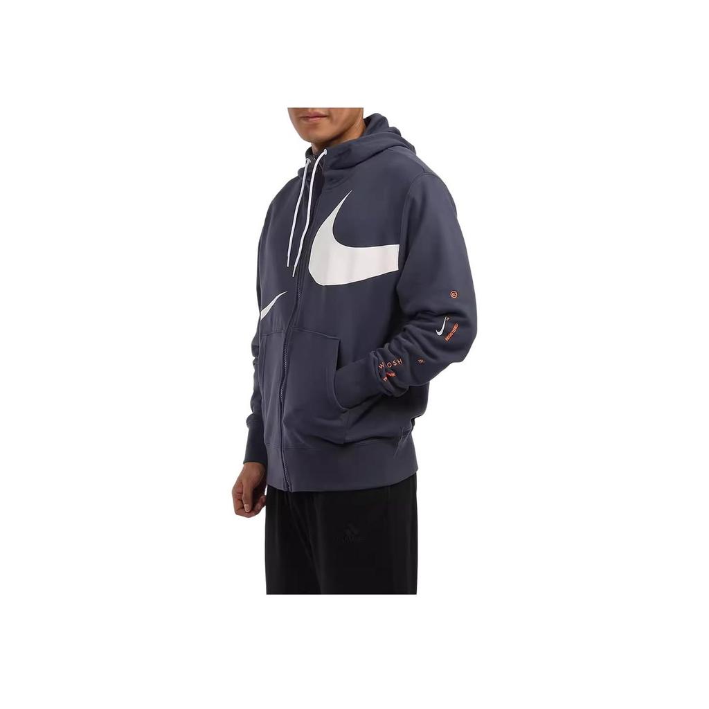Nike Oversized Logo Print Hooded Jacket Men Outerwear Dark-Blue DD6088-437