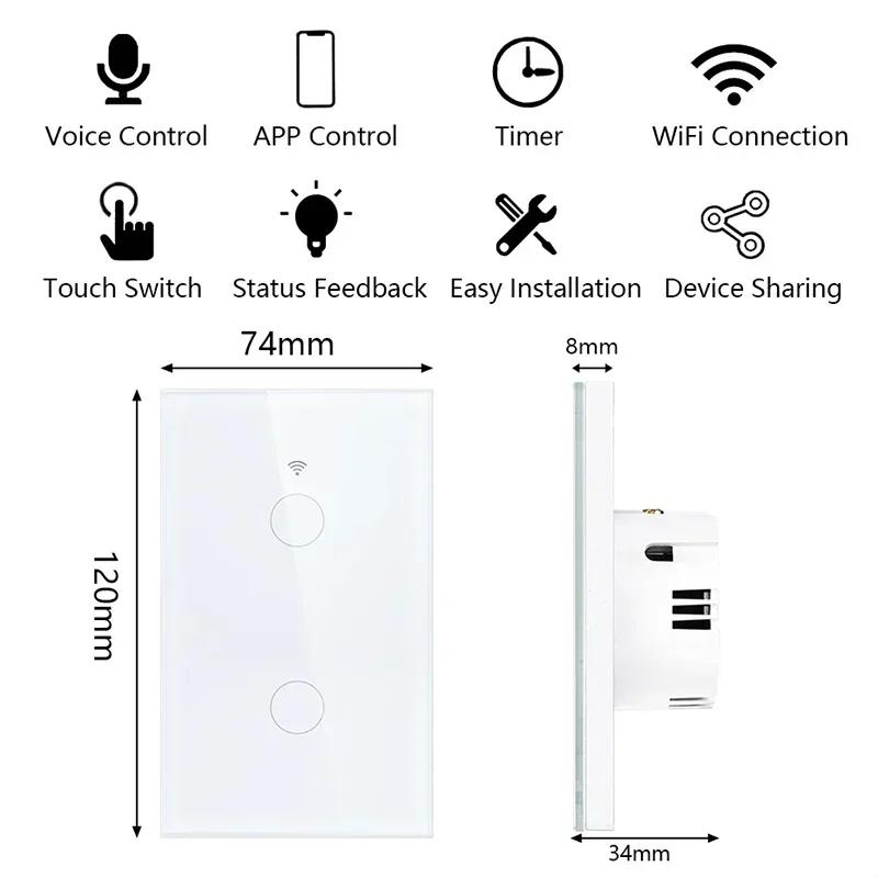 1 Stück Smart Life Lichtschalter WiFi-Touchsensor, WiFi-fähiges Gerät, APP-Steuerung, 85–275 V für Alexa Google Home Tuya