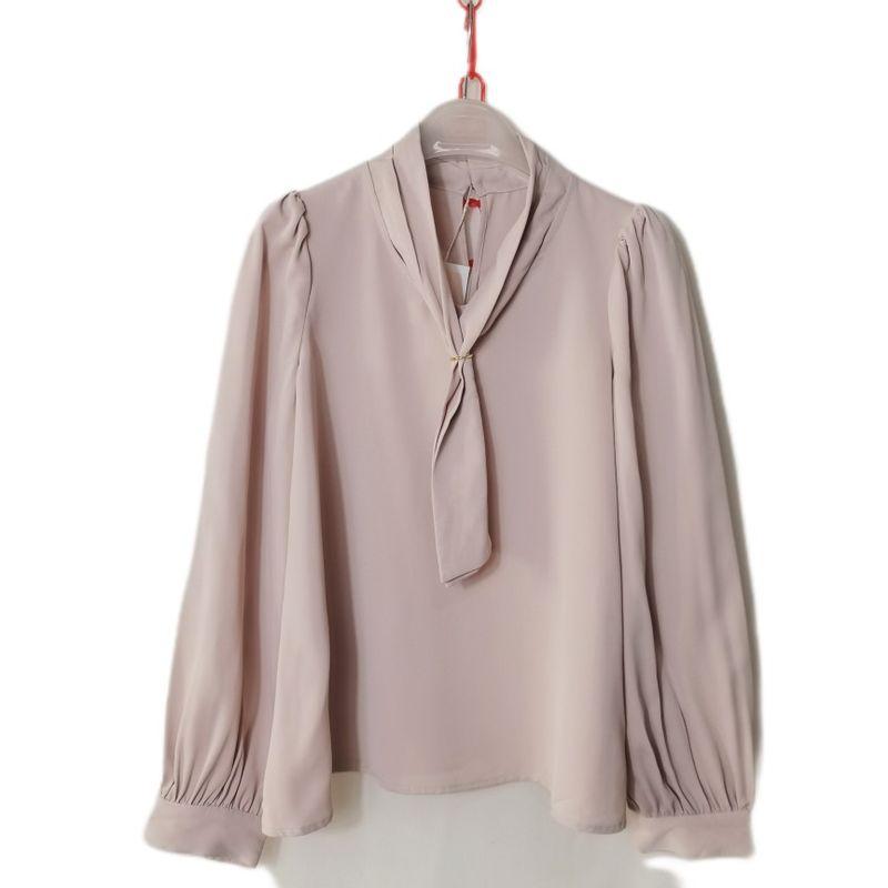 Export Day Single Tail Goods Ribbon Pullover Long Sleeves Shirt Female Ol Business All-Matching Shirt Bottoming Shirt Small Early Spring