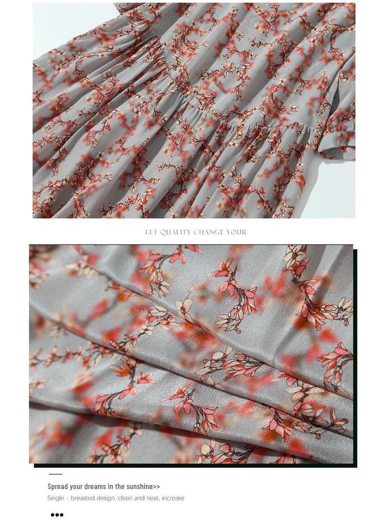 Robe Mi-longue en Soie Fleur de Prunier d'Été