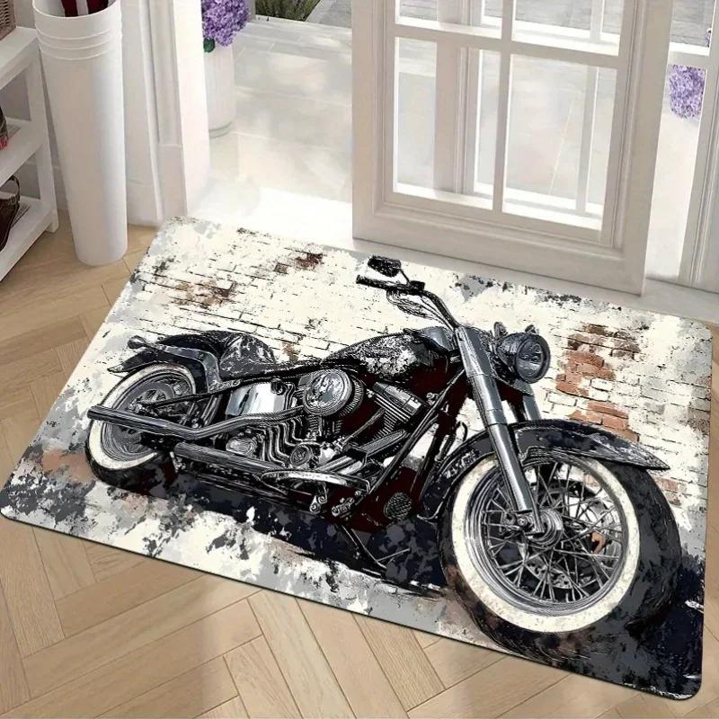 

VIKAMA Motorcycle Flannel Rug, Non-Slip Absorbent Doormat for Entryway, Garage & Bathroom, Soft Home Decor Carpet 50cm x 80cm