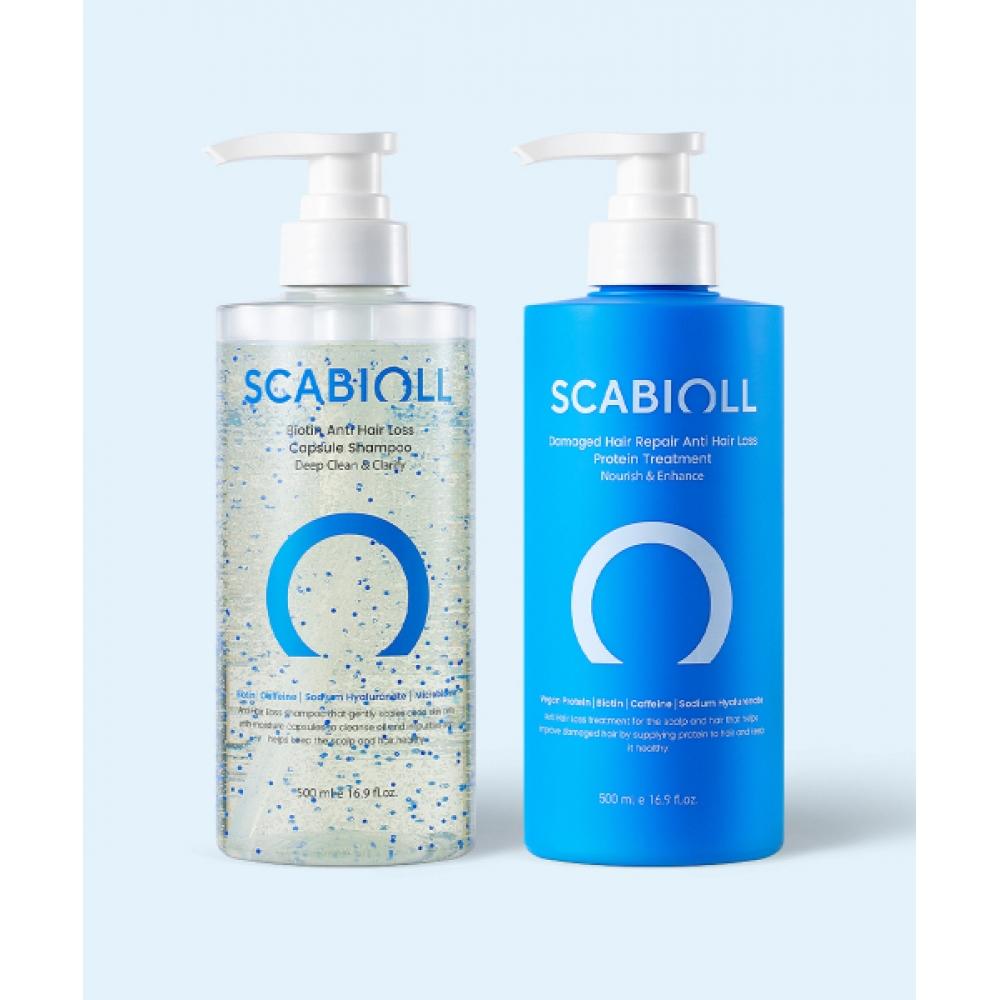 Scabioll Biotin Hair Loss Symptom Relief Capsule Shampoo 500ml+treatment 500ml NONE
