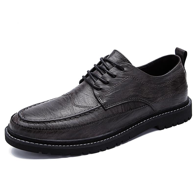 Men's Quality Leather Shoes British Business Lace Up Fashion Black Split Leather Shoes Men Moccasin