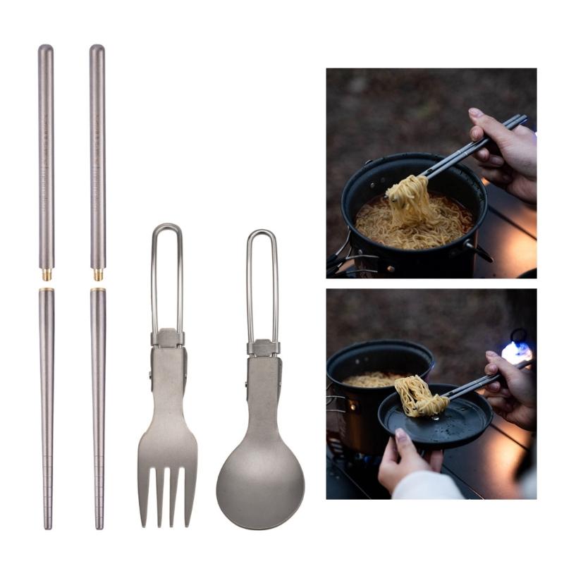 Titaniums Folding Chopsticks with Easy Storage Design High Hardness Materials Suitable for Long Service Use In Hiking