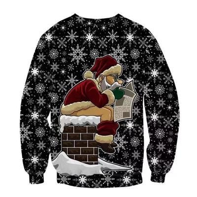 Christmas Pattern 3D Printing Fashionable Comfortable Personalized Casual Round Neck Men's Women's Long Sleeved Pullover