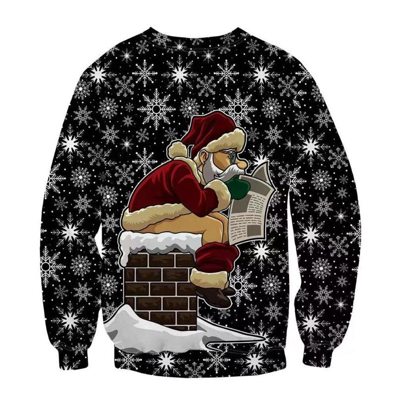 Vánoční Vzor 3D Tisk Módní Pohodlný Personalizovaný Ležérní Kulatý Výstřih Pánský Dámský Svetr s Dlouhým Rukávem