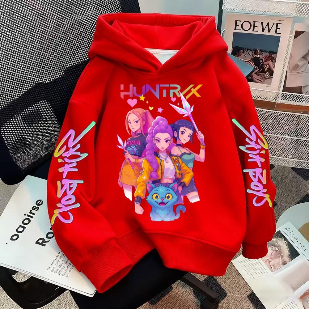 Anime K-Pop Girls Witch Hunter Hoodie Harajuku Hip Hop Pullover Sweatshirt Unisex Kids Lettering Sportswear Fashion