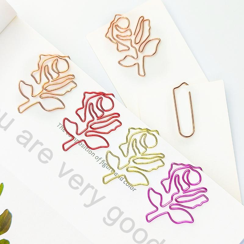 12pcs Rose Shaped Paper Clips Colorful Metal Clips Office School Supplies Organizing Documents Craft Metal Clips Office Supplies