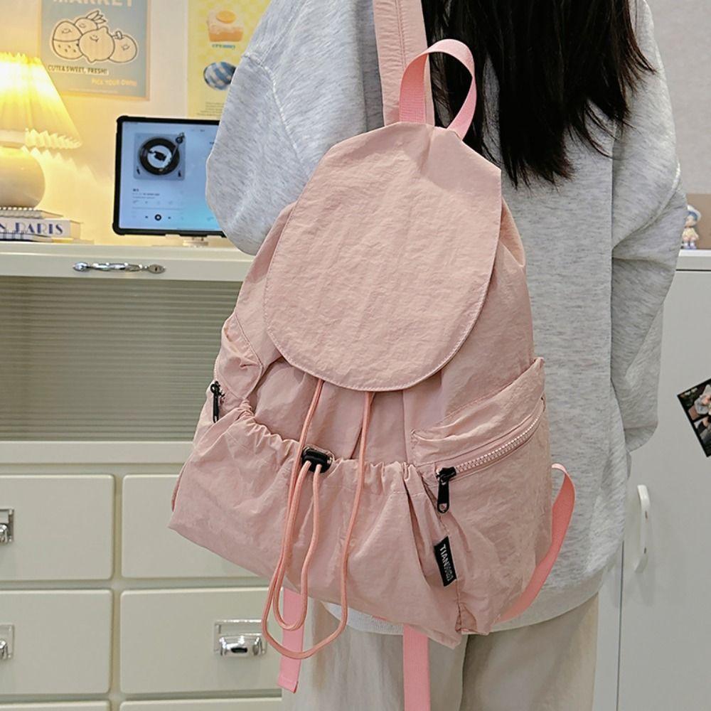 Korean Style Travel Backpack Nylon Student Schoolbag Fashion Drawstring Backpack  Outdoor