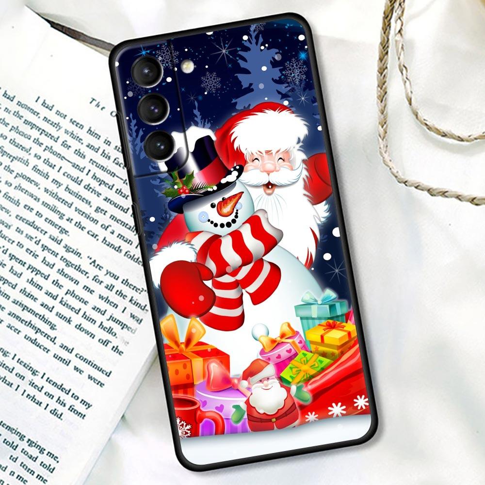 S24Ultra For Samsung Galaxy S21 S20 FE S22 Ultra 10 S23 S24 Plus Phone Case Funda Cover Merry Christmas Gift Santa Claus Snowman