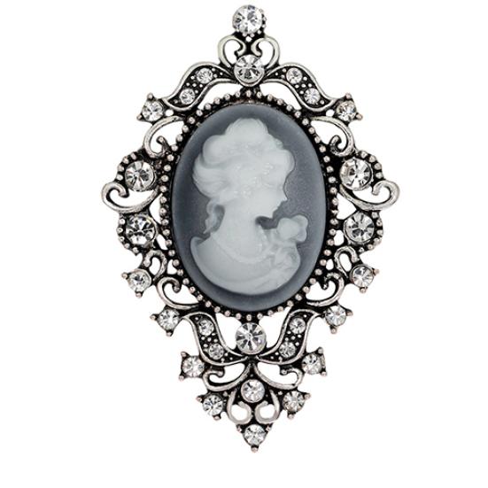 Vintage drahokamu Kytice Ženy Beauty Head Cameo Brož Pins Šperky Dárek