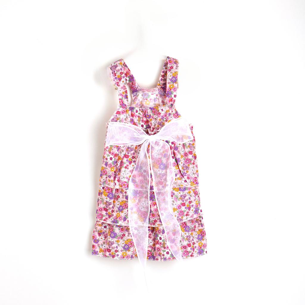 Spring and Summer Breathable Cat Clothing Dog Clothing Pet Cotton Floral Suspender Dress Comfortable Mesh Dress Formal Dress