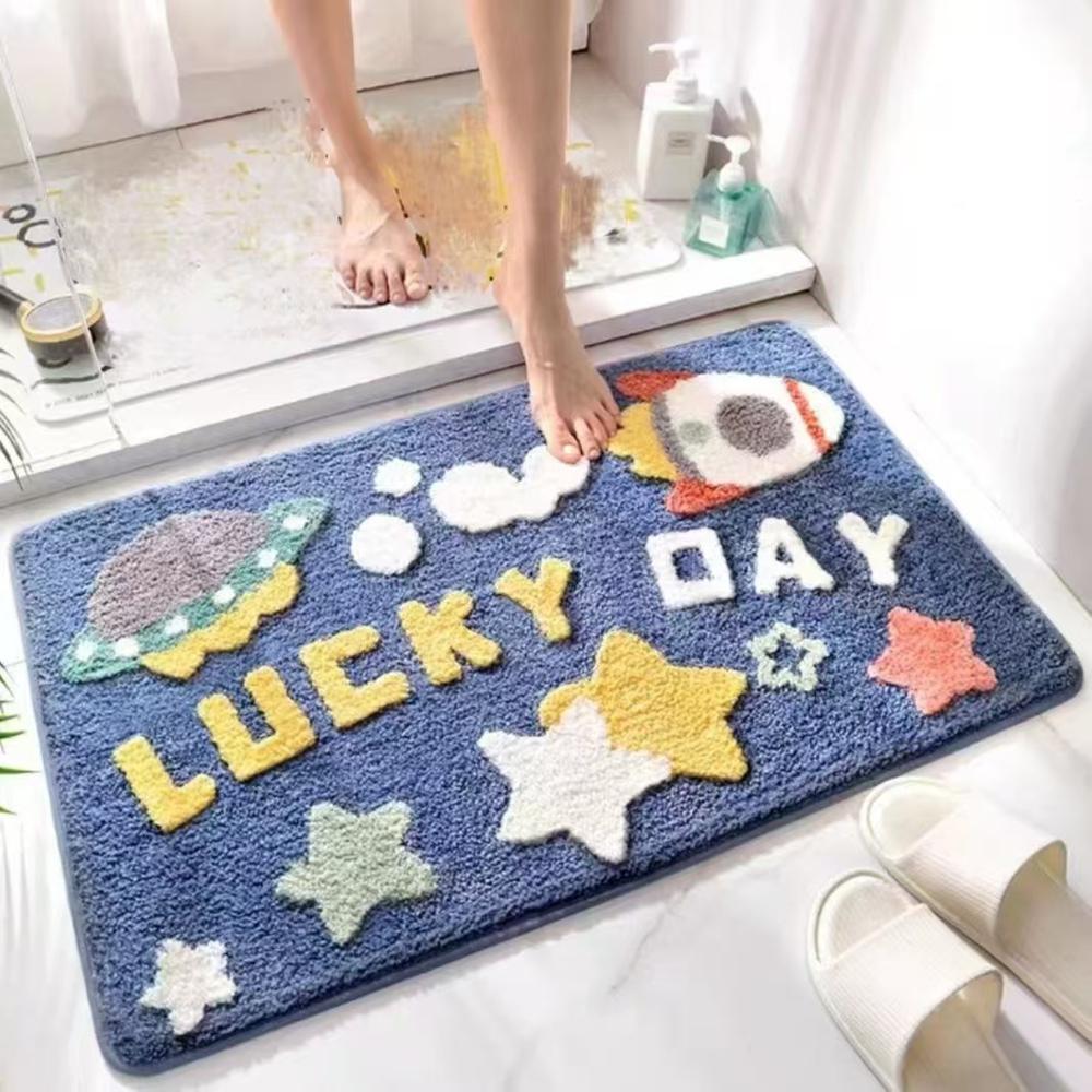 

Cartoon-style Bathroom Entry Door Rug, Water Absorbent and Slip-resistant Bedroom Floor Mat, Home Decoration 40x60cm 16x24inch