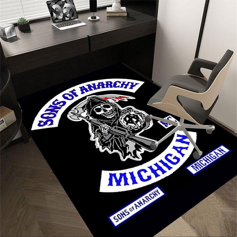 

1pc Sons of Anarchy themed Office Carpet Chair Mats - durable polyester rug for home theater, office, dorm room decor - tA33 60cm by 90cm