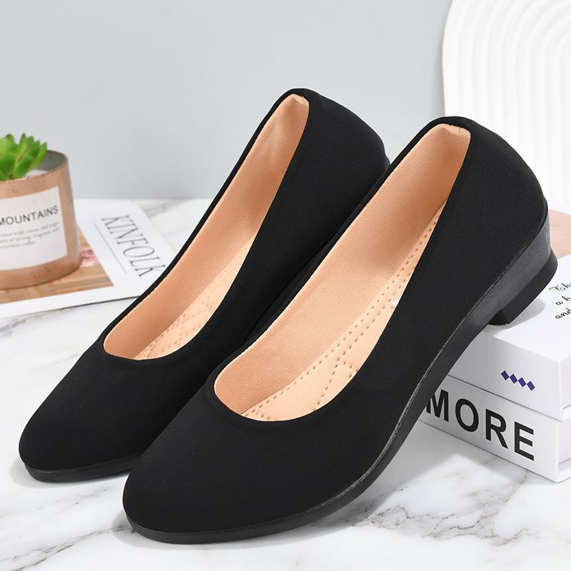 Cloth shoes women's single shoes spring and autumn new slope heel hotel tooling shoes soft sole one pedal casual shoes women