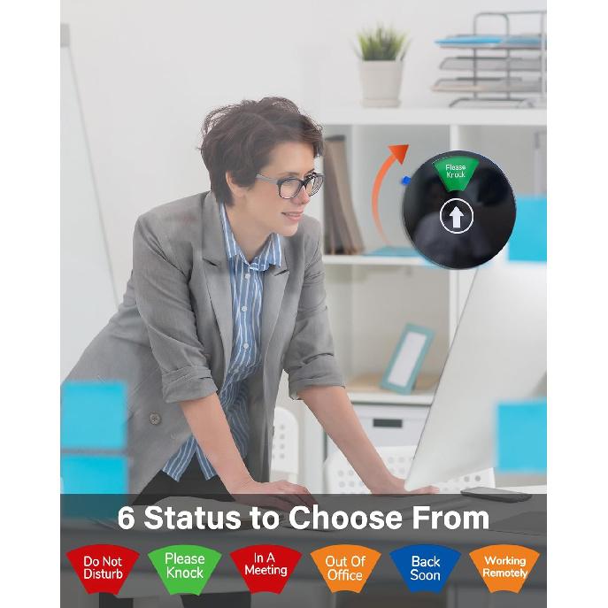 Door Sign 6 Options-Do Not Disturb,Out Of Office,In A Meeting,Please Knock,Back Soon,Working Remotely,Privacy Office Sign for Door 6 Inch, Brushed