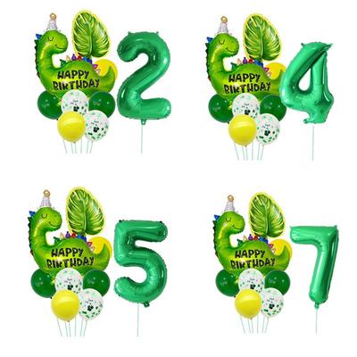 Cartoon Dinosaur Digital Balloons Set - Children's Birthday Party Balloon Set with Dinosaur-themed Aluminum Film Balloons Set