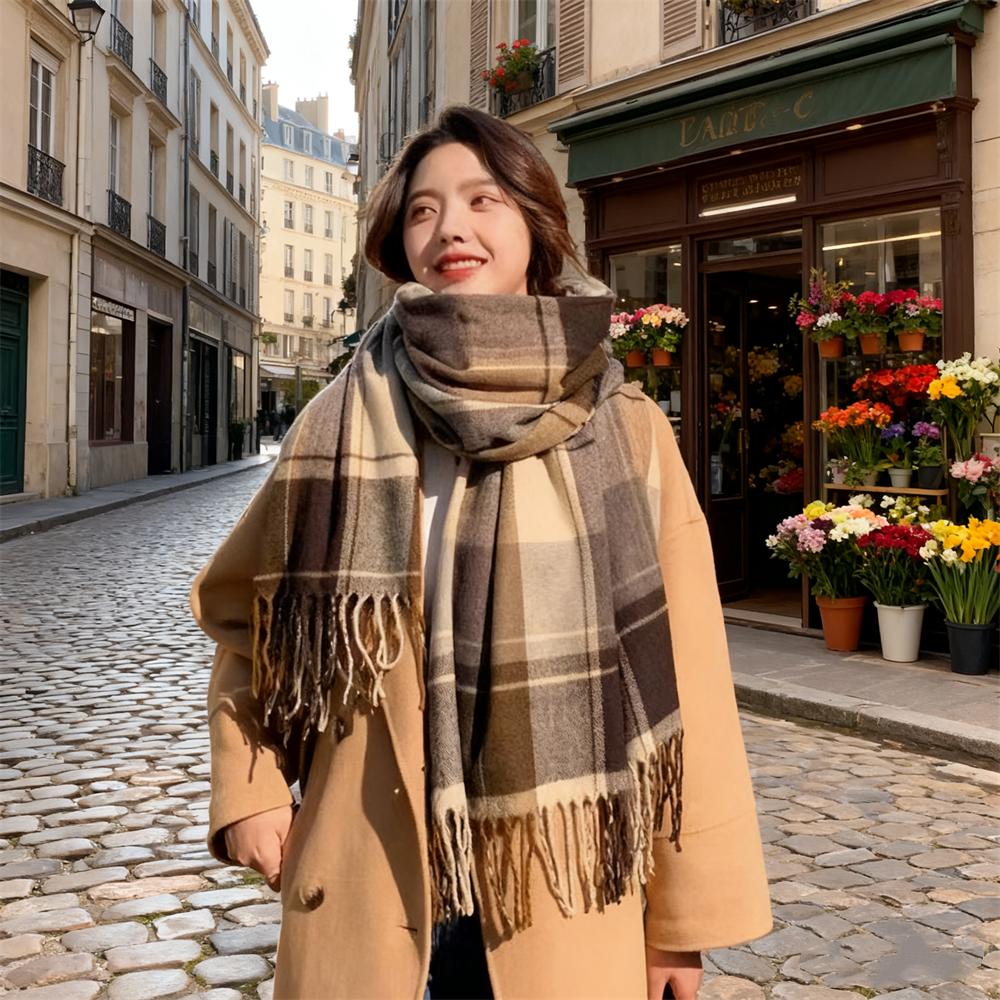 2025 New Thick Warm Winter Scarf Design Print Women Shawl Lady Wrap Tassel Scarves Knitted Men Foulard Blanket  200*50CM