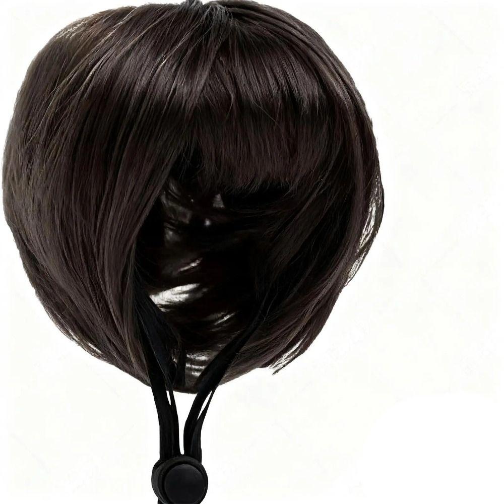 Exposed Ear Design Pet Bob Wig Adjustable Fit Cat Cosplay Wig Cat Fake Hair  Holiday Photography