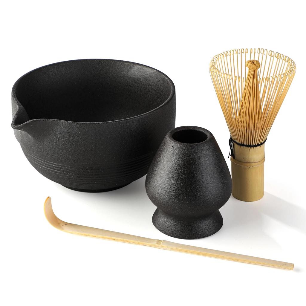 Katakuchi Matcha Bowl Tea Ceremony Matcha Utensils Tea Chasen Chasen Bowl Bottom with Horizontal Stripes Set, Set, Set, Bowl, Stand, (100-Stage),