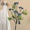 Realistic Berry Branch Decor Artificial Faux Blueberry Spray with Leaves Fake Fruit Centerpiece Stem Vase Filler for Home Office Wedding Party Kitchen