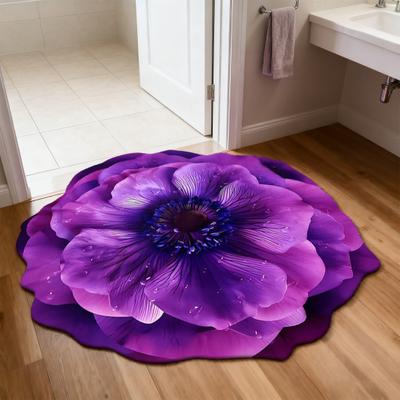 3D Blume Badezimmerteppich Rutschfest Saugfähig Fußmatte Realistischer Blumenbereichsteppich für Eingang