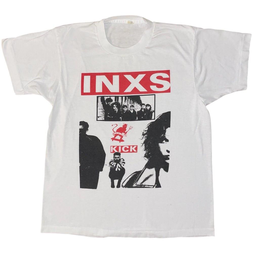 INXS Band Kick Tour White Tee For Men Women Cotton Shirt MK494 Unisex T-Shirt XL