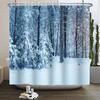 Christmas Shower Curtain Snowflake Snowman Winter Forest Bathroom Bathtub Decoration Waterproof Fabric With Hooks