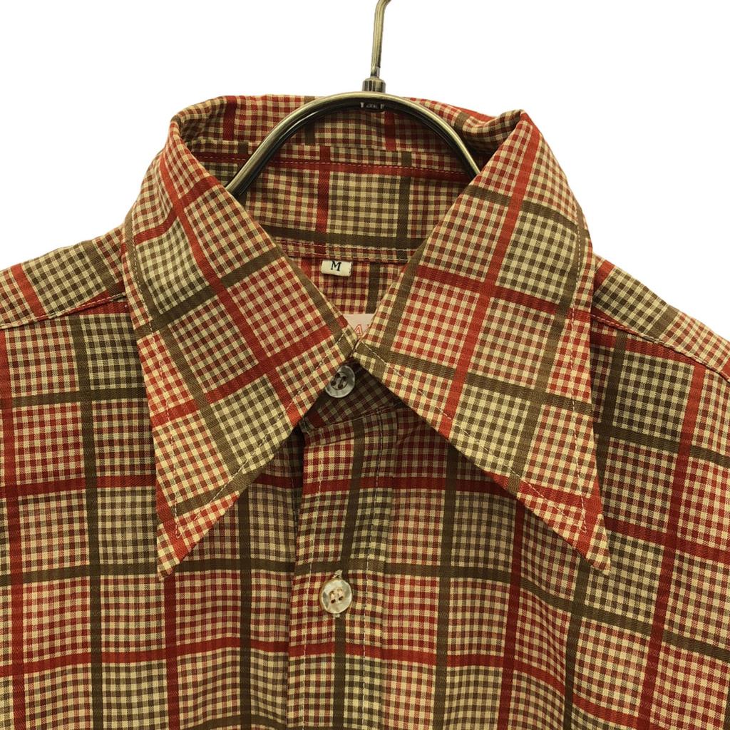 Durban 70s 80s vintage Check Pattern Long sleeve shirt M Brown Men's Used
