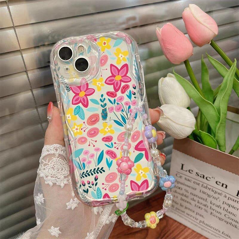 Flower Bracelet Case For VIVO Y19S Y17S Y28S Y03 Y28 Y21 Y19 Y17 Y11 Y20 Y22S Y02S Y76 Y35 Y36 Y50 Y77 Y78 Plus Y33T Y33S Y21S