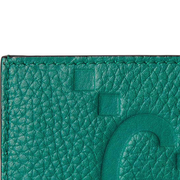 Gucci Double G Logo Grain Leather Card Holder Unisex Accessories Green 812681-AABY0-3120