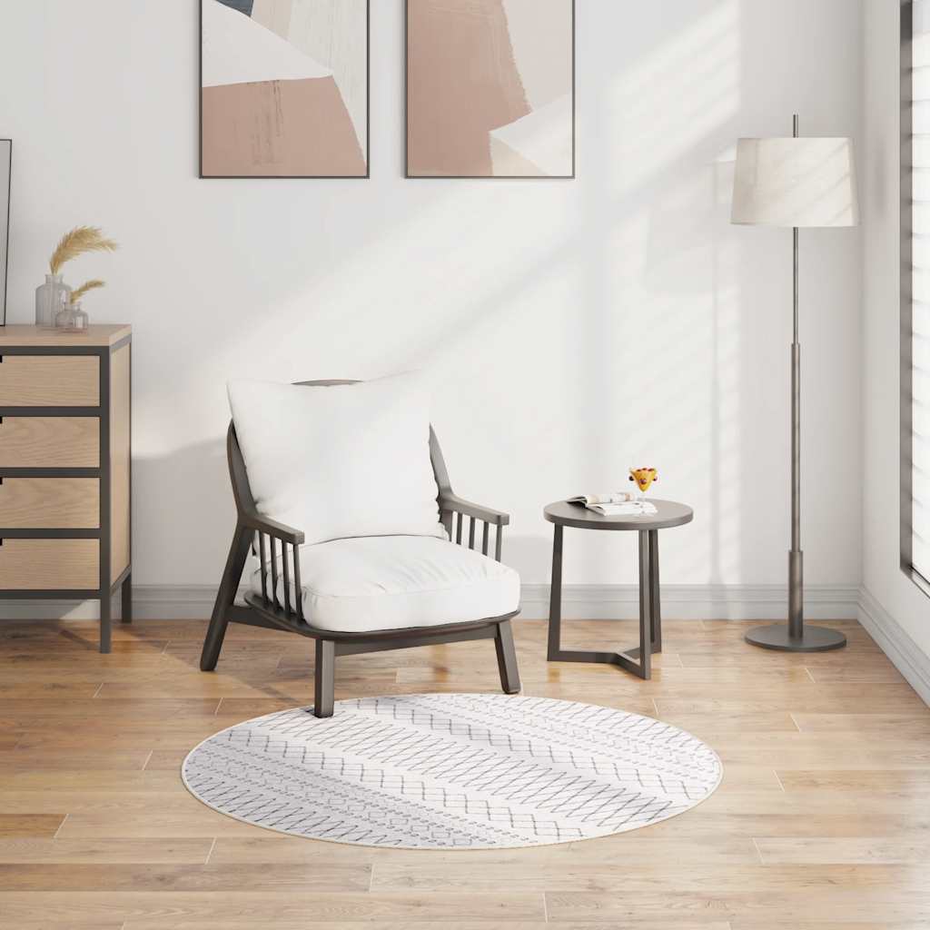 Washable Rug Black and White Ø120 cm