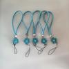 Camellia Four-Leaf Clover PU Leather Phone Wrist Lanyard with Nylon Woven Cord and Phone Case Pendant