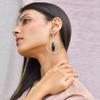 Genuine Black Onyx Hoop Earrings, Sterling Silver Stylish Dangler for Women, Healing Crystal Earrings, Unique Fashion Jewelry Gifts Ideas